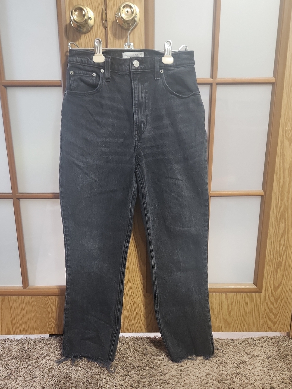 Abercrombie & Fitch Black The 90s Straight Ultra High Rise Curve Love Jeans